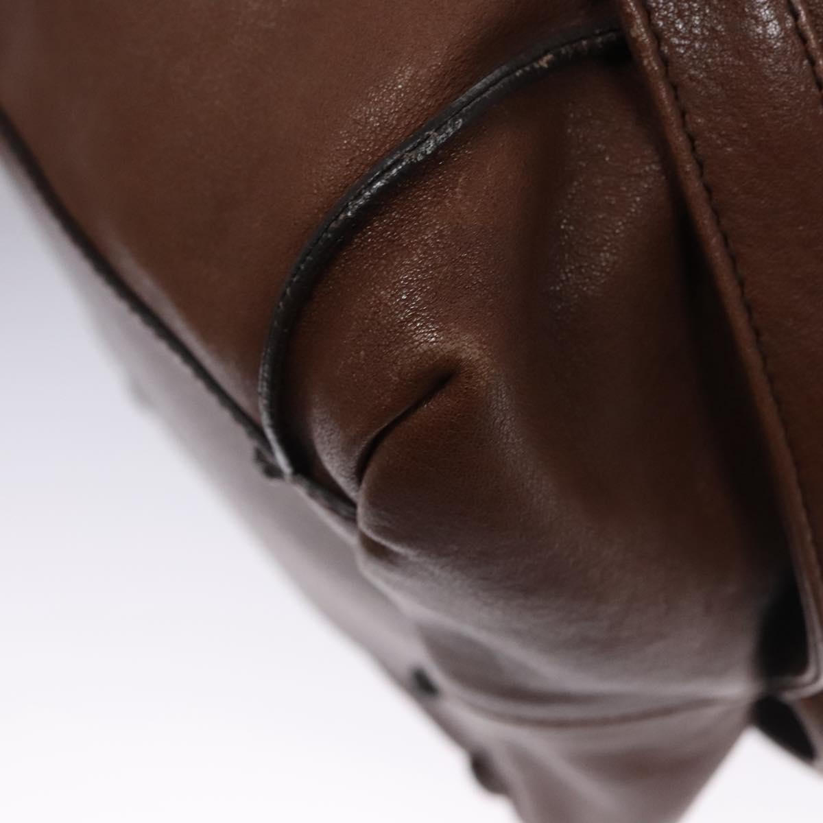 Salvatore Ferragamo Hand Bag Leather Brown Auth hk2207