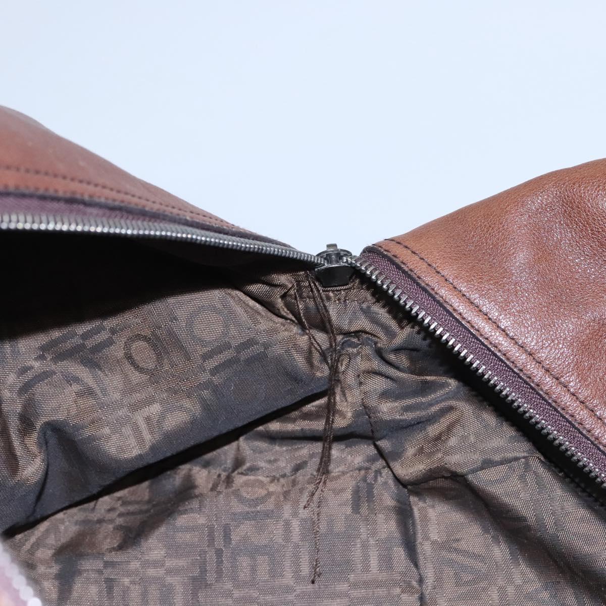 Salvatore Ferragamo Hand Bag Leather Brown Auth hk2207