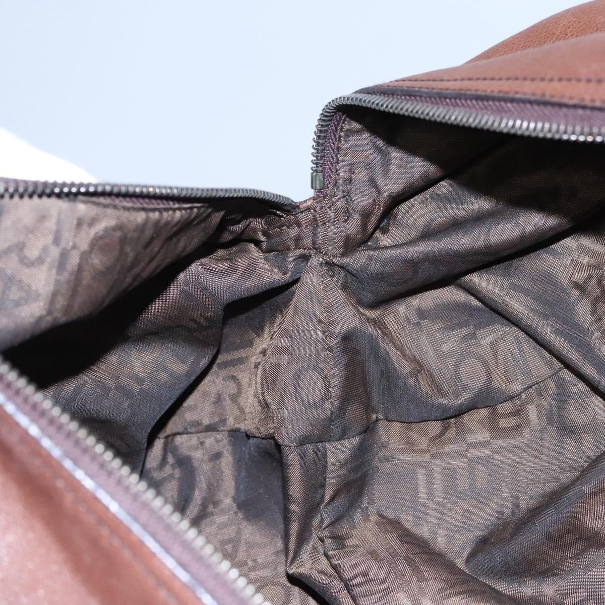 Salvatore Ferragamo Hand Bag Leather Brown Auth hk2207