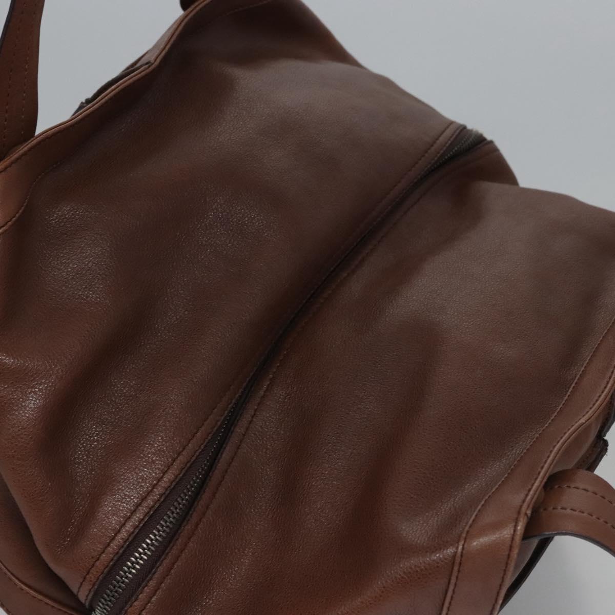 Salvatore Ferragamo Hand Bag Leather Brown Auth hk2207