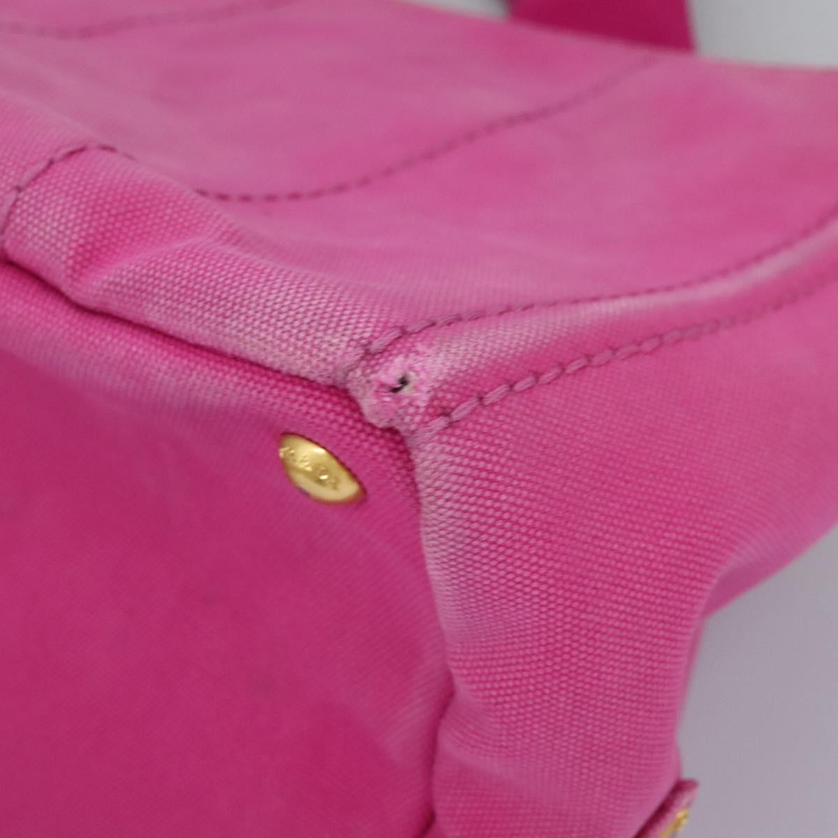 PRADA Canapa MM Tote Bag Denim Pink Gold Auth hk2211