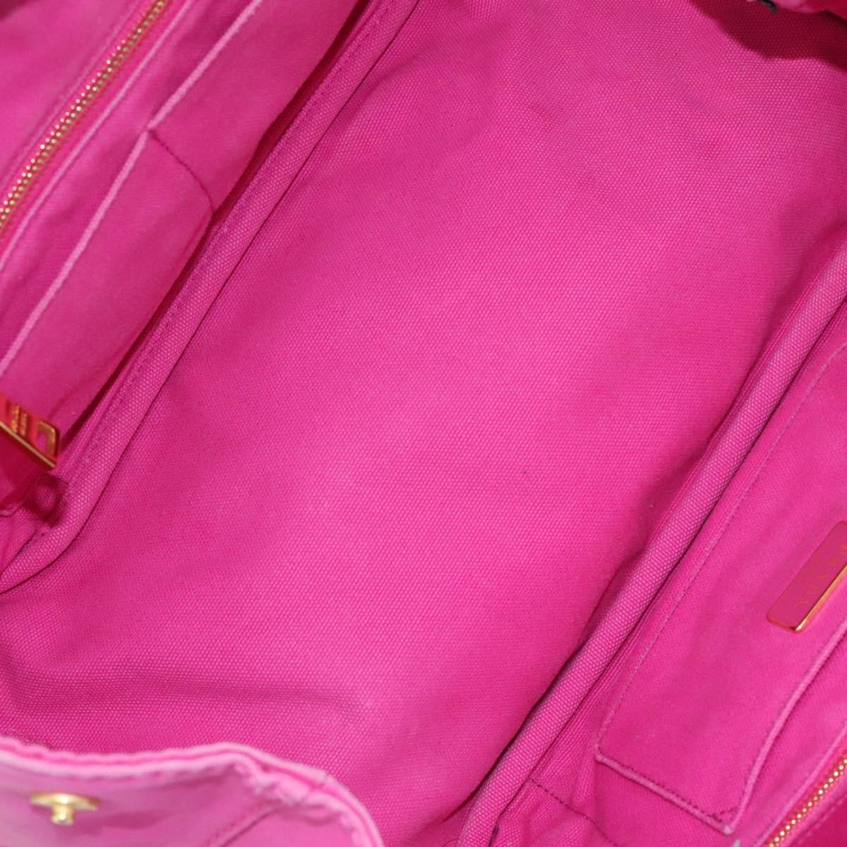 PRADA Canapa MM Tote Bag Denim Pink Gold Auth hk2211