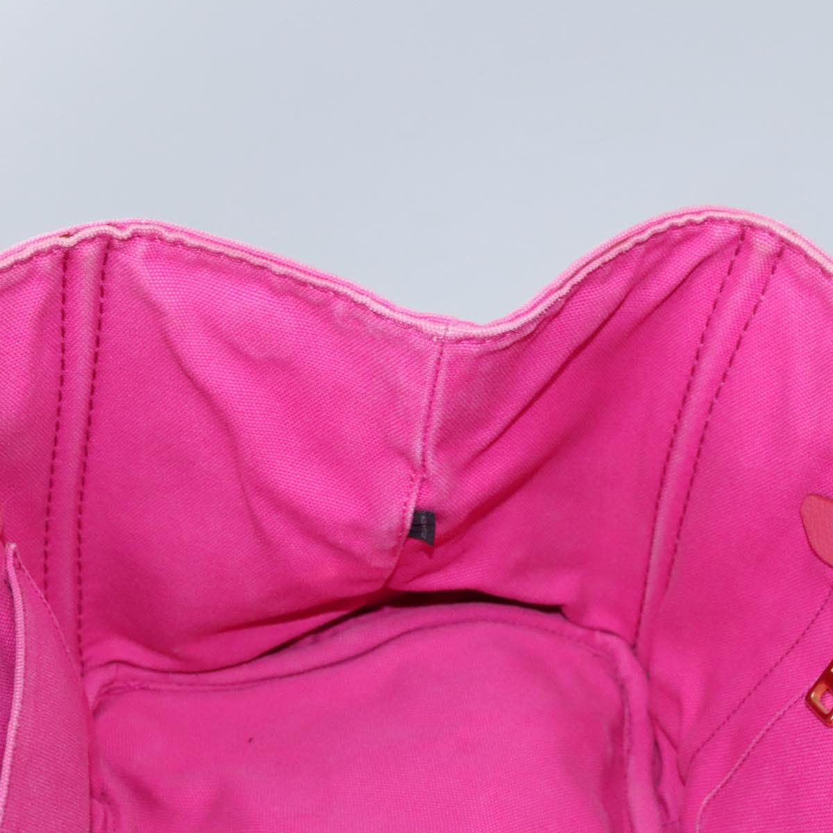 PRADA Canapa MM Tote Bag Denim Pink Gold Auth hk2211