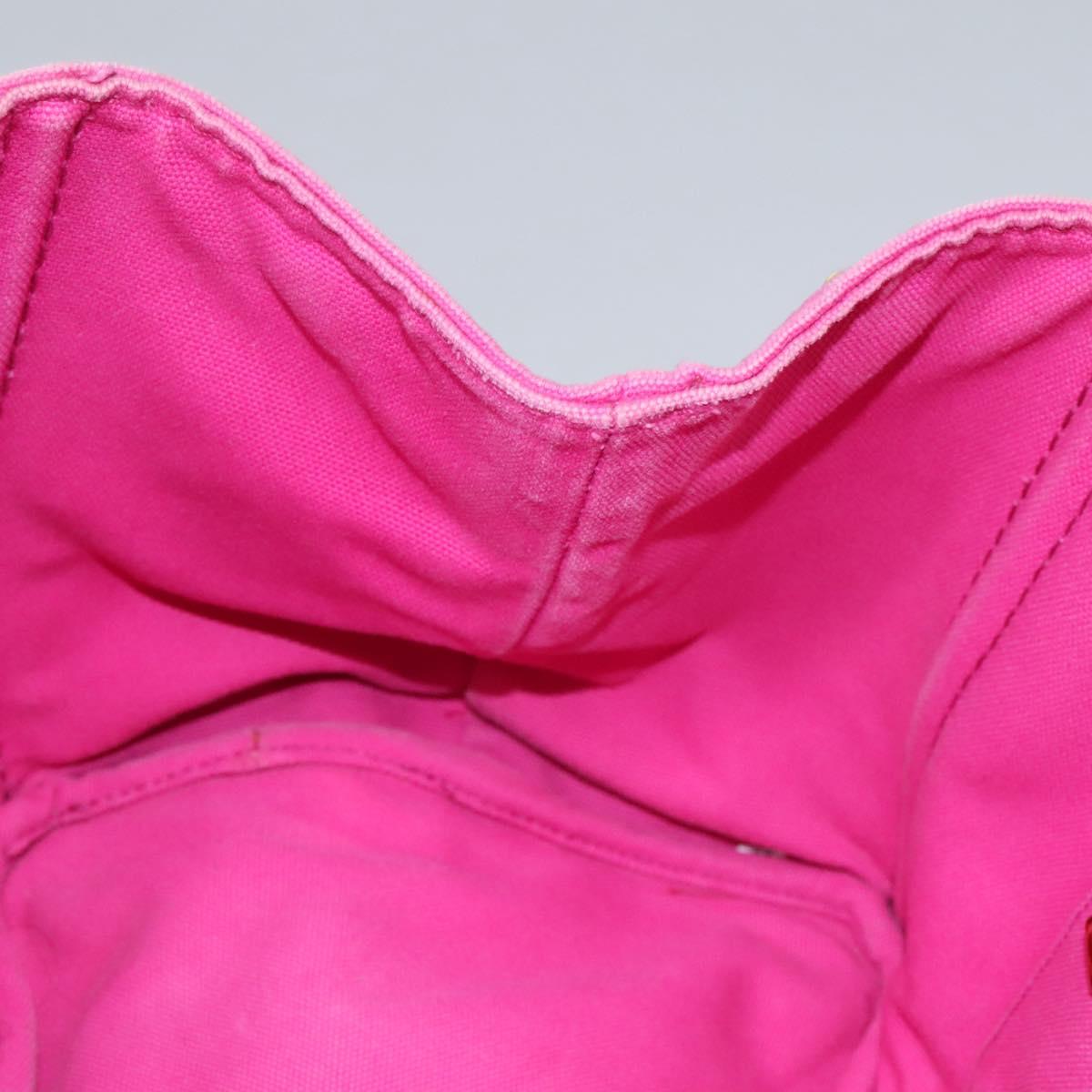 PRADA Canapa MM Tote Bag Denim Pink Gold Auth hk2211