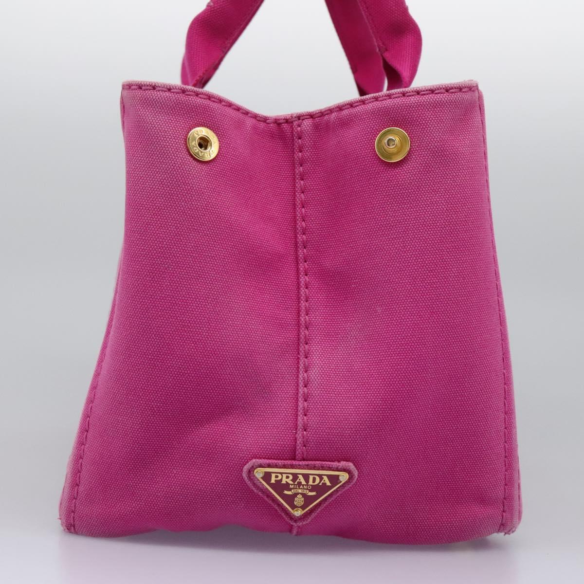 PRADA Canapa MM Tote Bag Denim Pink Gold Auth hk2211