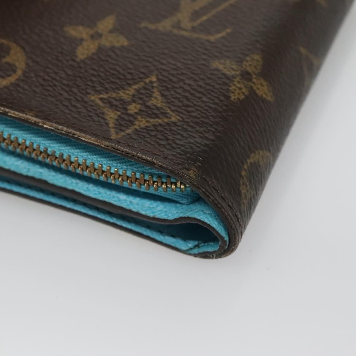 LOUIS VUITTON Monogram Groom Compact Zip Wallet Blue M60036 LV Auth hk2238