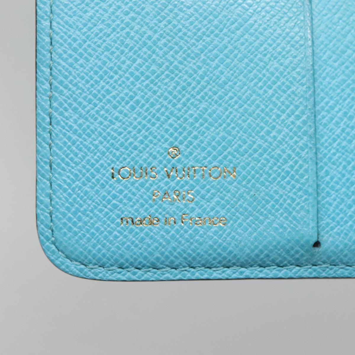 LOUIS VUITTON Monogram Groom Compact Zip Wallet Blue M60036 LV Auth hk2238