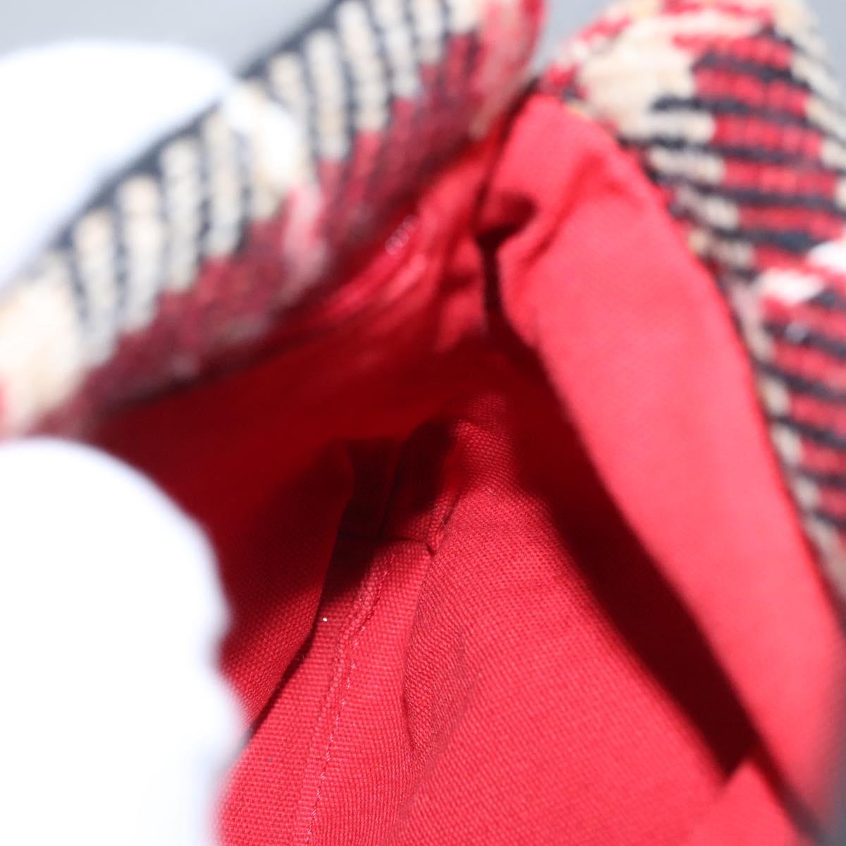 BURBERRY Nova Check Hand Bag Wool Red Black Auth hk2273