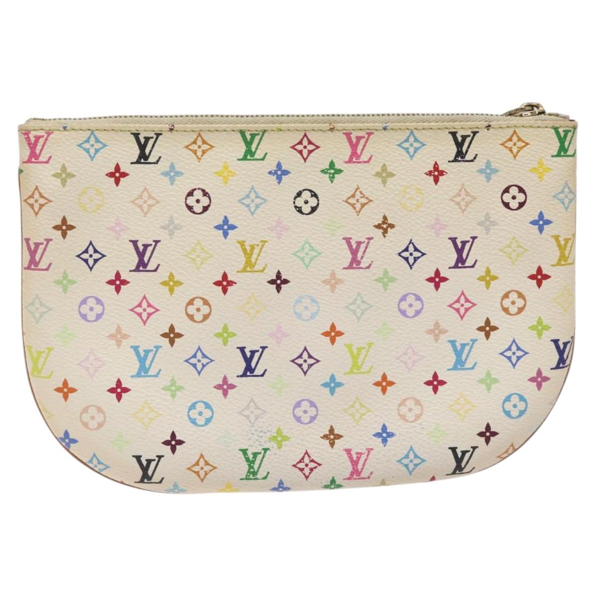 LOUIS VUITTON Monogram Multicolor Pochette GM Pouch White M60027 LV Auth hk2317