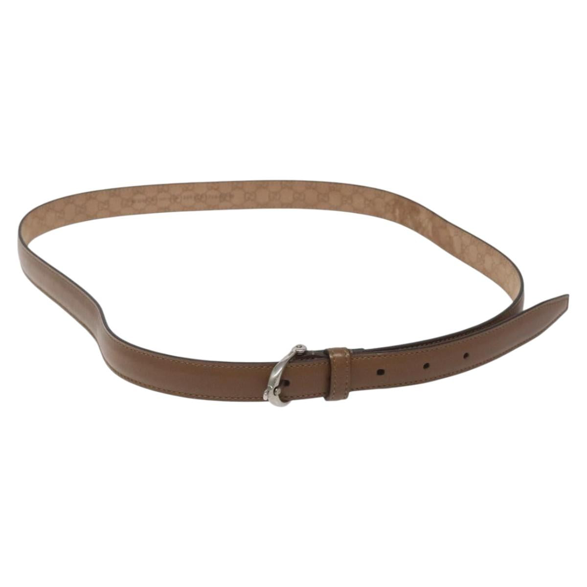 GUCCI Belt Leather 42.9"" Brown Auth hk2326
