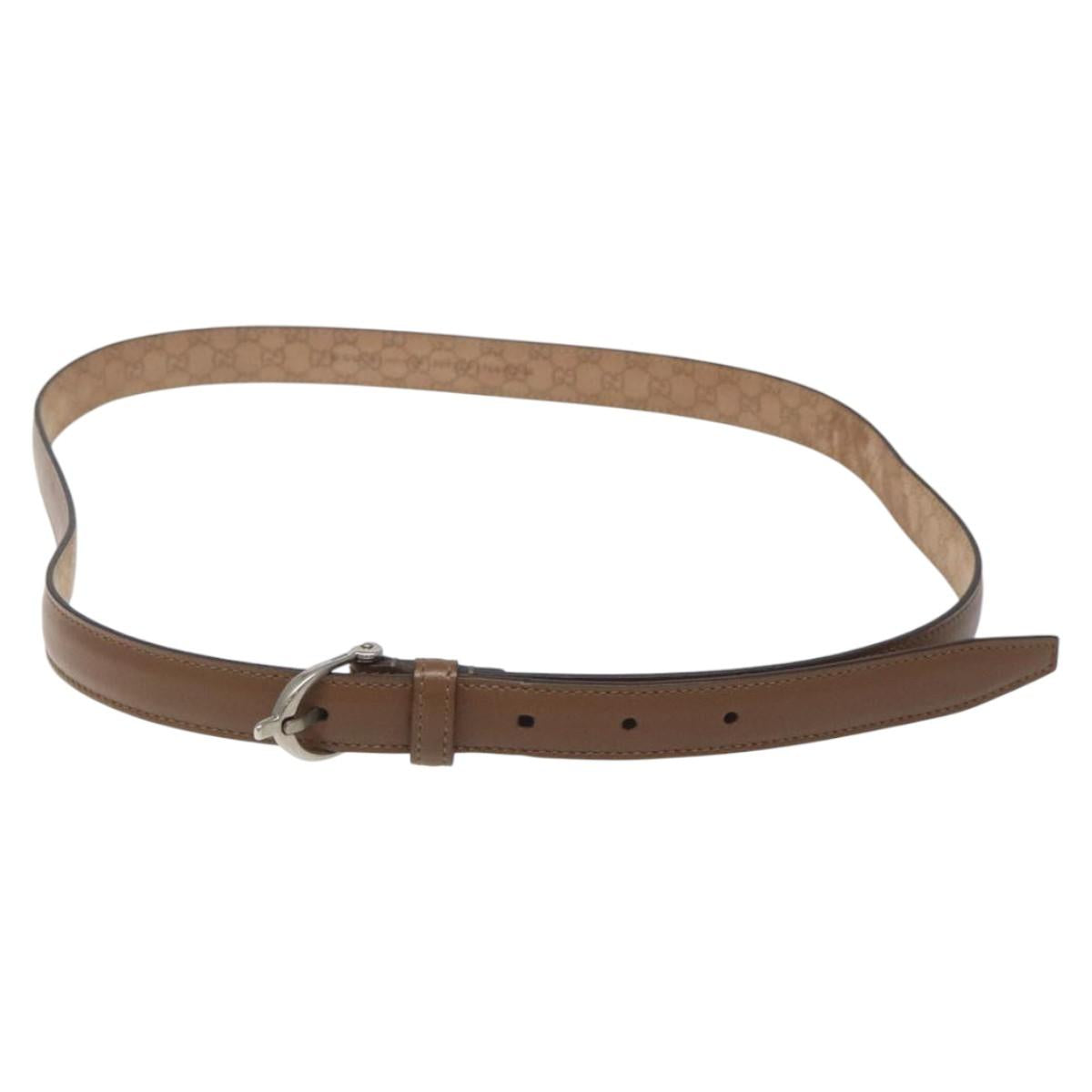 GUCCI Belt Leather 42.9"" Brown Auth hk2326