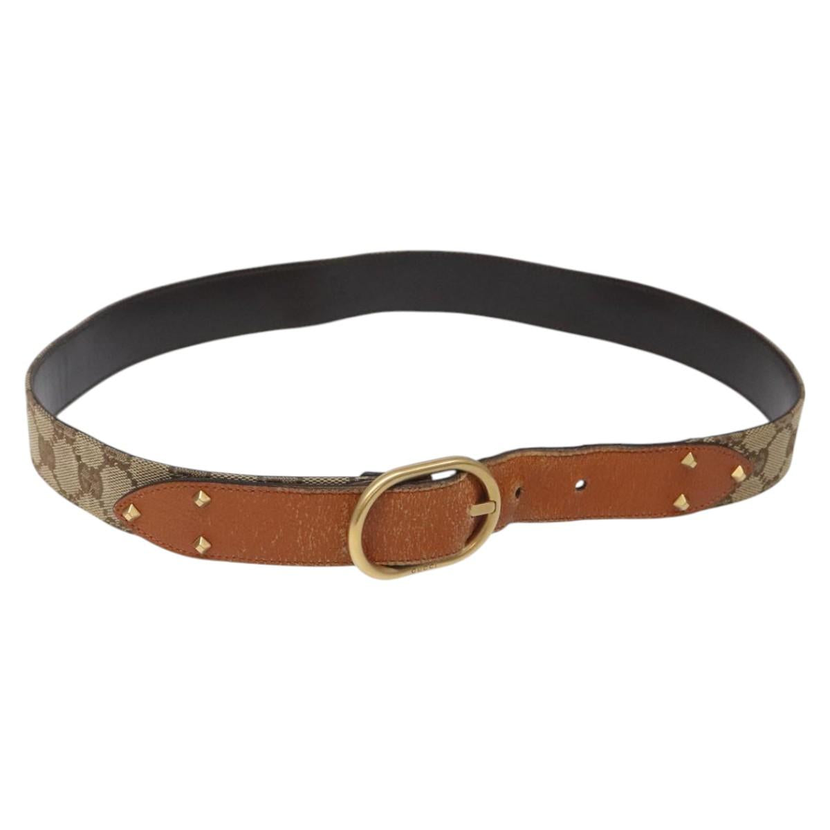 GUCCI GG Canvas Belt 35.8"""" Beige 121290 Auth hk2327