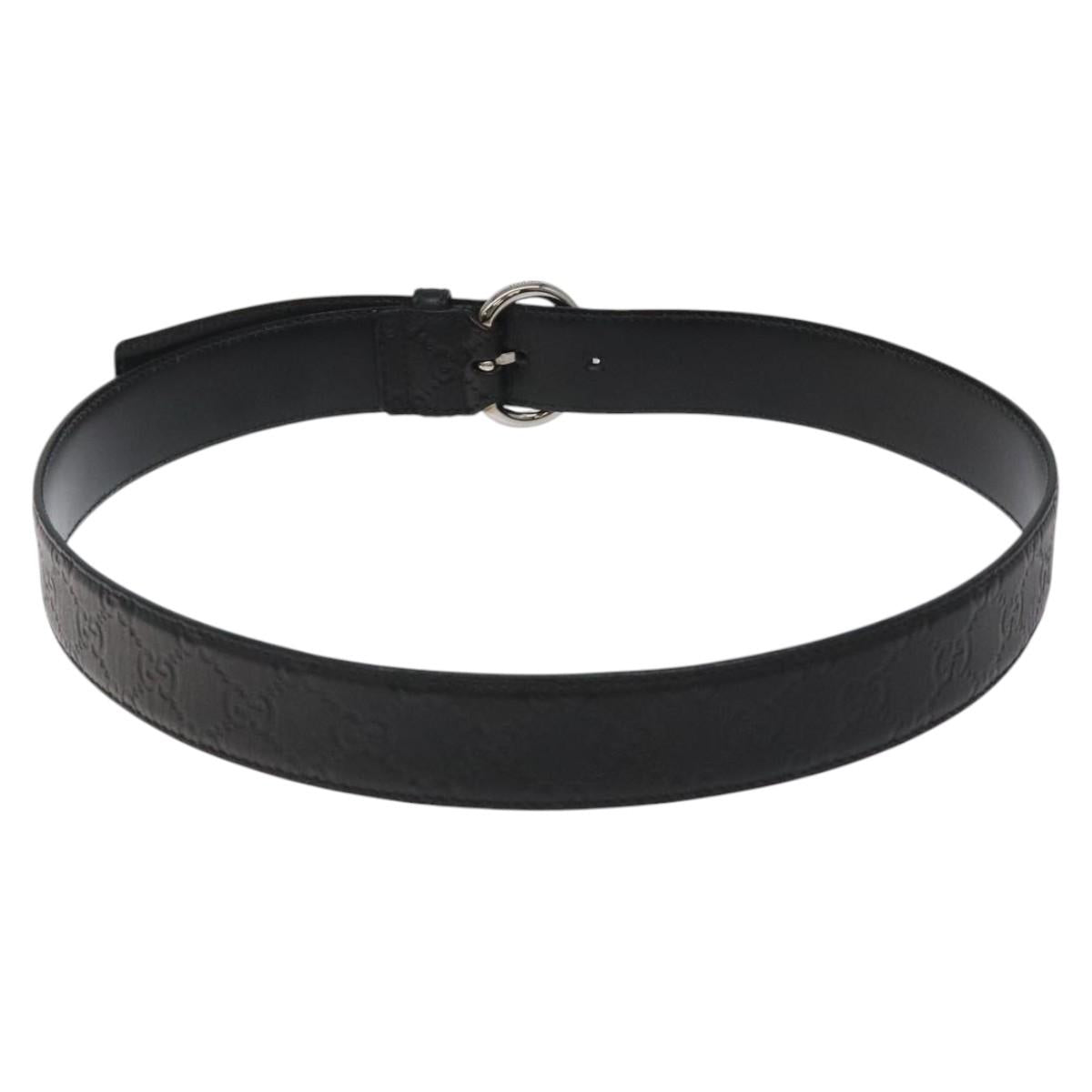 GUCCI GG Canvas Guccissima Belt Leather 40.2"" Black 162942 Auth hk2328