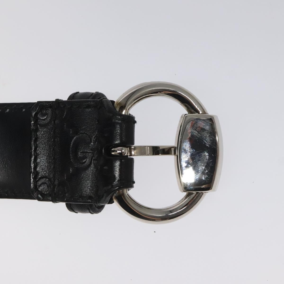 GUCCI GG Canvas Guccissima Belt Leather 40.2"" Black 162942 Auth hk2328