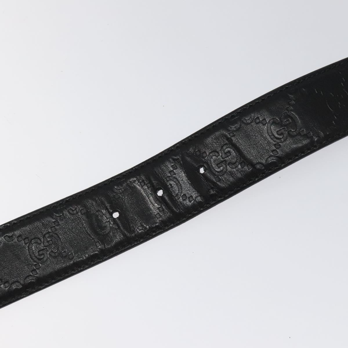 GUCCI GG Canvas Guccissima Belt Leather 40.2"" Black 162942 Auth hk2328
