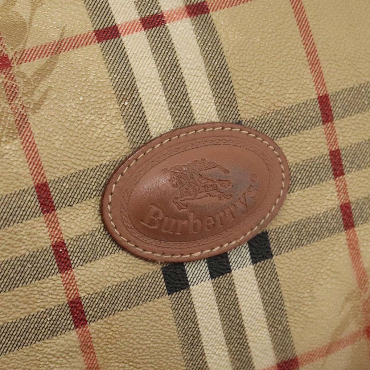 Burberrys Nova Check Boston Bag PVC Beige Auth hk2346