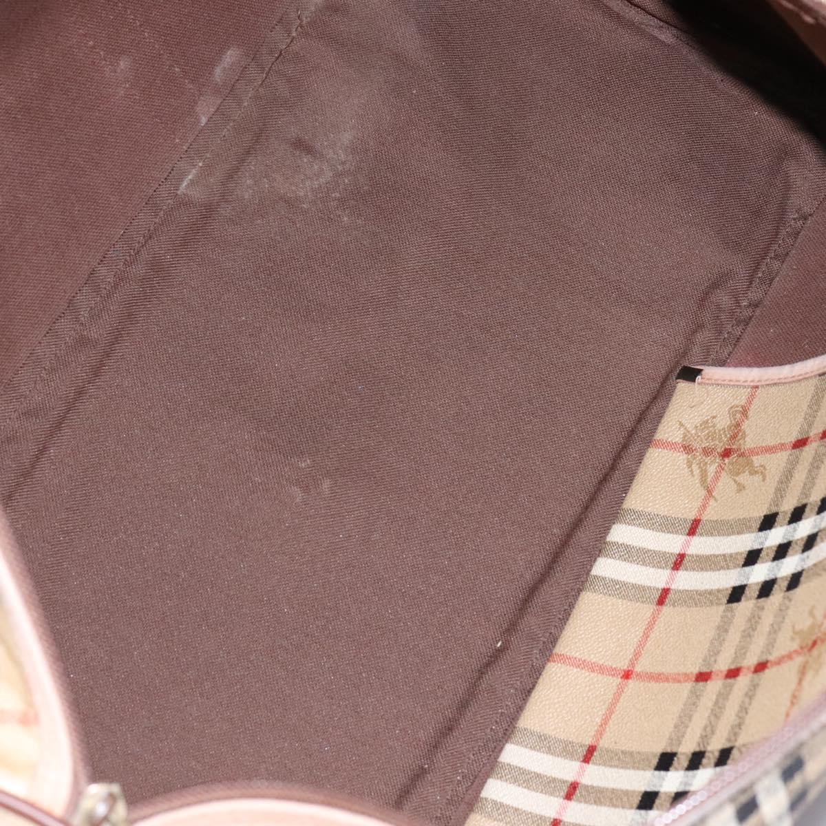 Burberrys Nova Check Boston Bag PVC Beige Auth hk2346