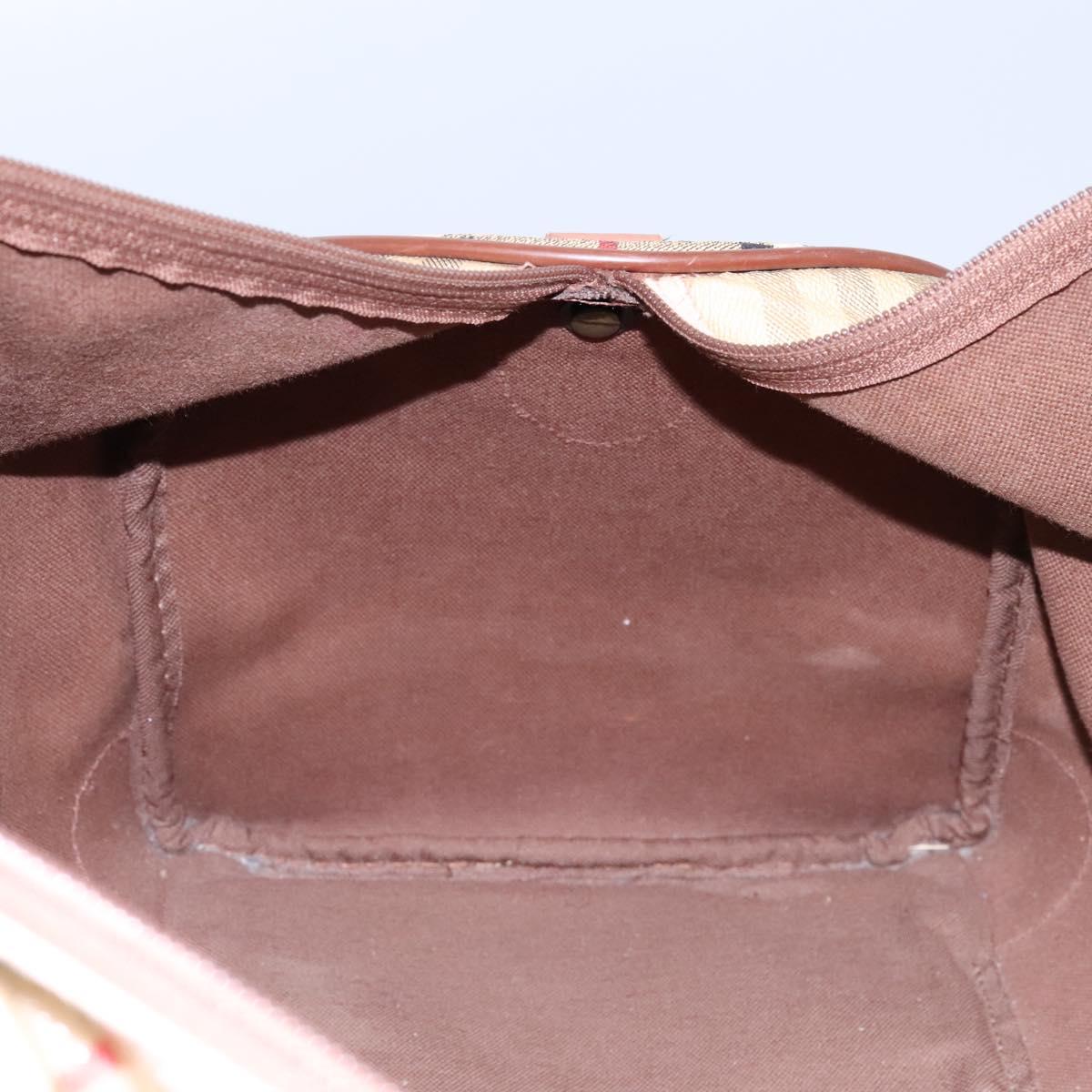 Burberrys Nova Check Boston Bag PVC Beige Auth hk2346