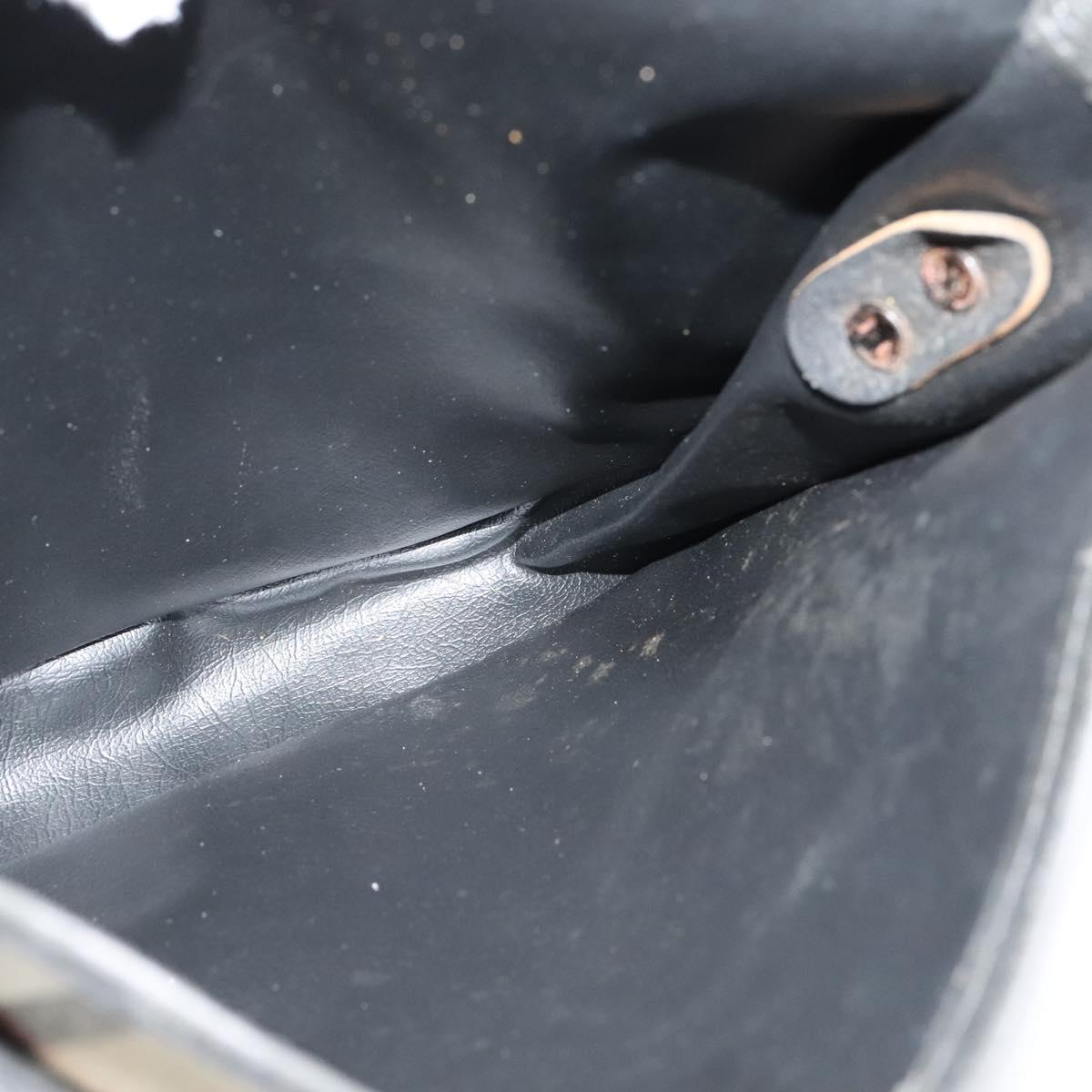 Burberrys Nova Check Shoulder Bag Canvas Leather Beige Black Auth hk2348