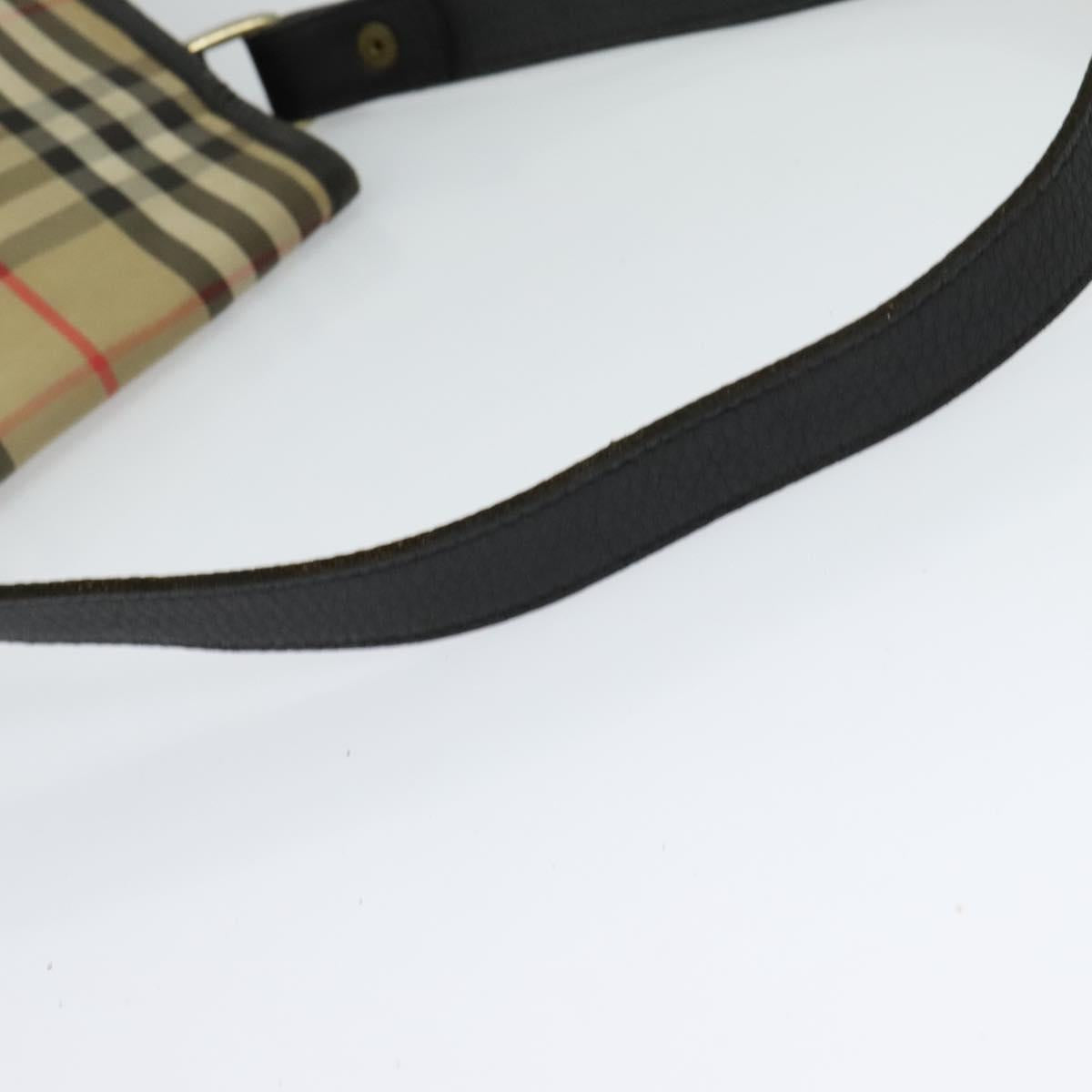 Burberrys Nova Check Shoulder Bag Canvas Leather Beige Black Auth hk2348