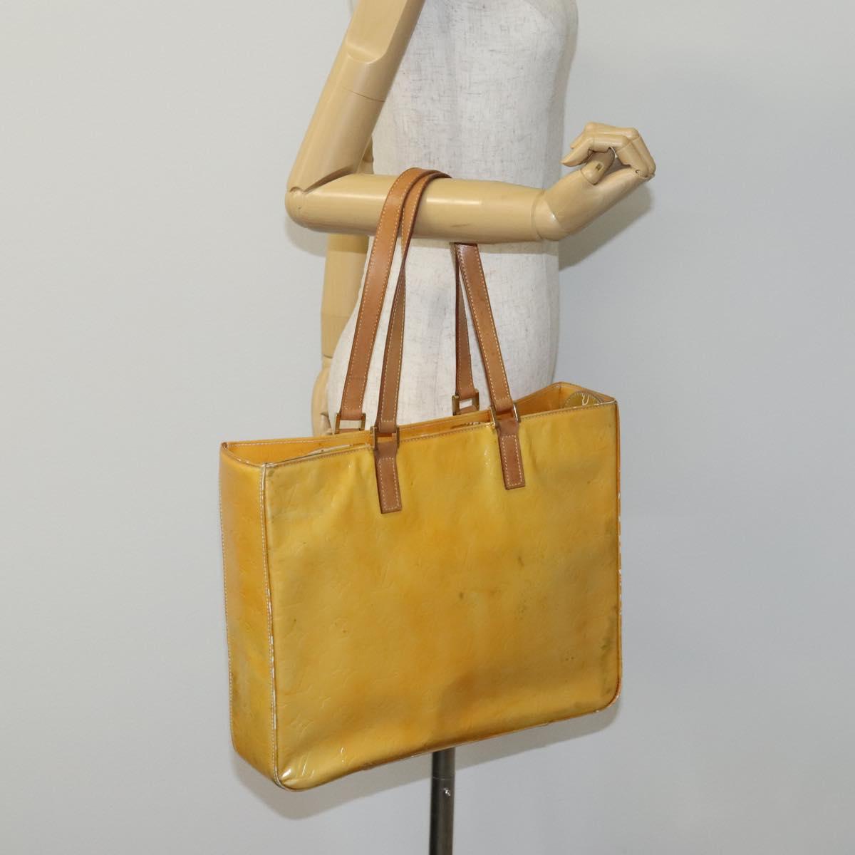 LOUIS VUITTON Monogram Vernis Columbus Tote Bag Gris M91028 LV Auth hk2354