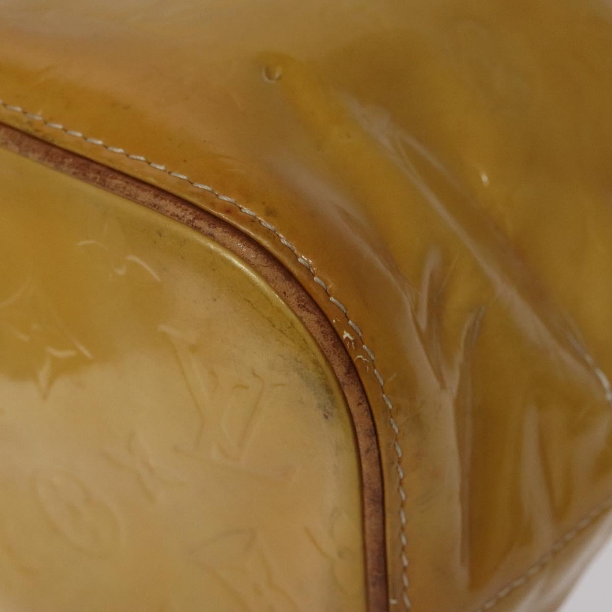 LOUIS VUITTON Monogram Vernis Houston Hand Bag Beige M91004 LV Auth hk2355