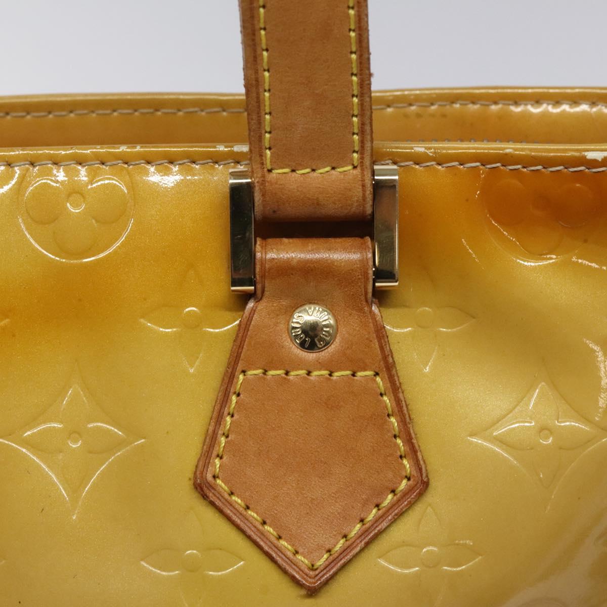 LOUIS VUITTON Monogram Vernis Houston Hand Bag Beige M91004 LV Auth hk2355