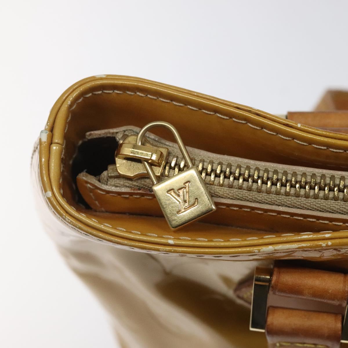 LOUIS VUITTON Monogram Vernis Houston Hand Bag Beige M91004 LV Auth hk2355