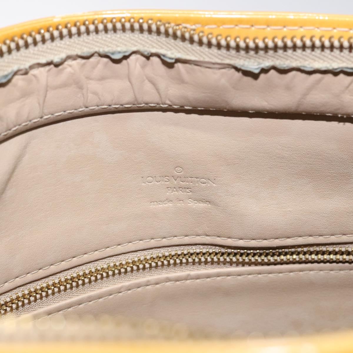 LOUIS VUITTON Monogram Vernis Houston Hand Bag Beige M91004 LV Auth hk2355