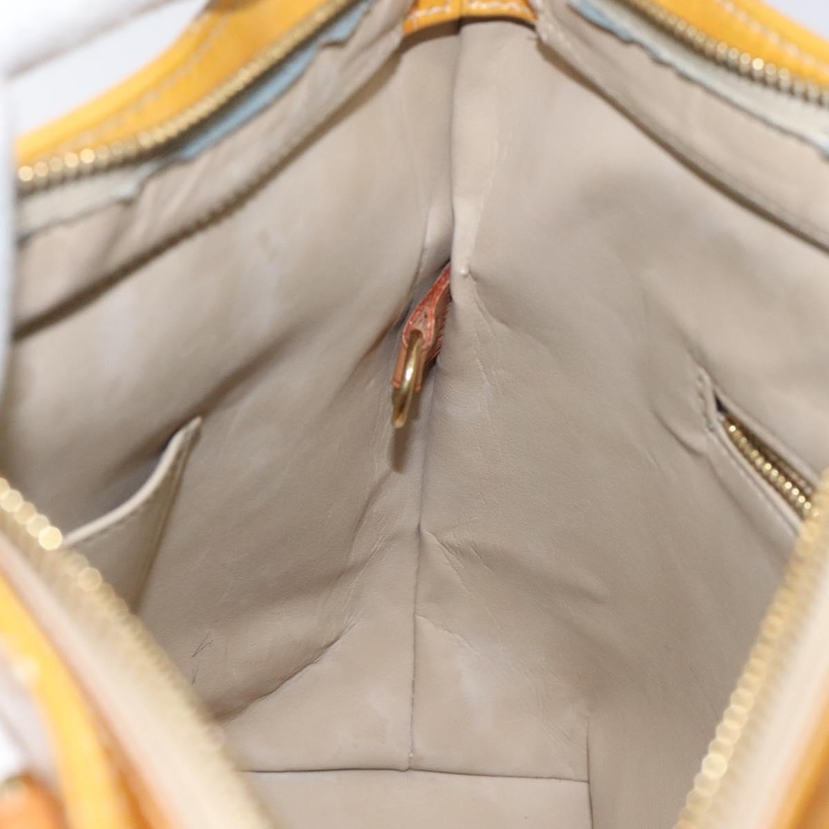 LOUIS VUITTON Monogram Vernis Houston Hand Bag Beige M91004 LV Auth hk2355