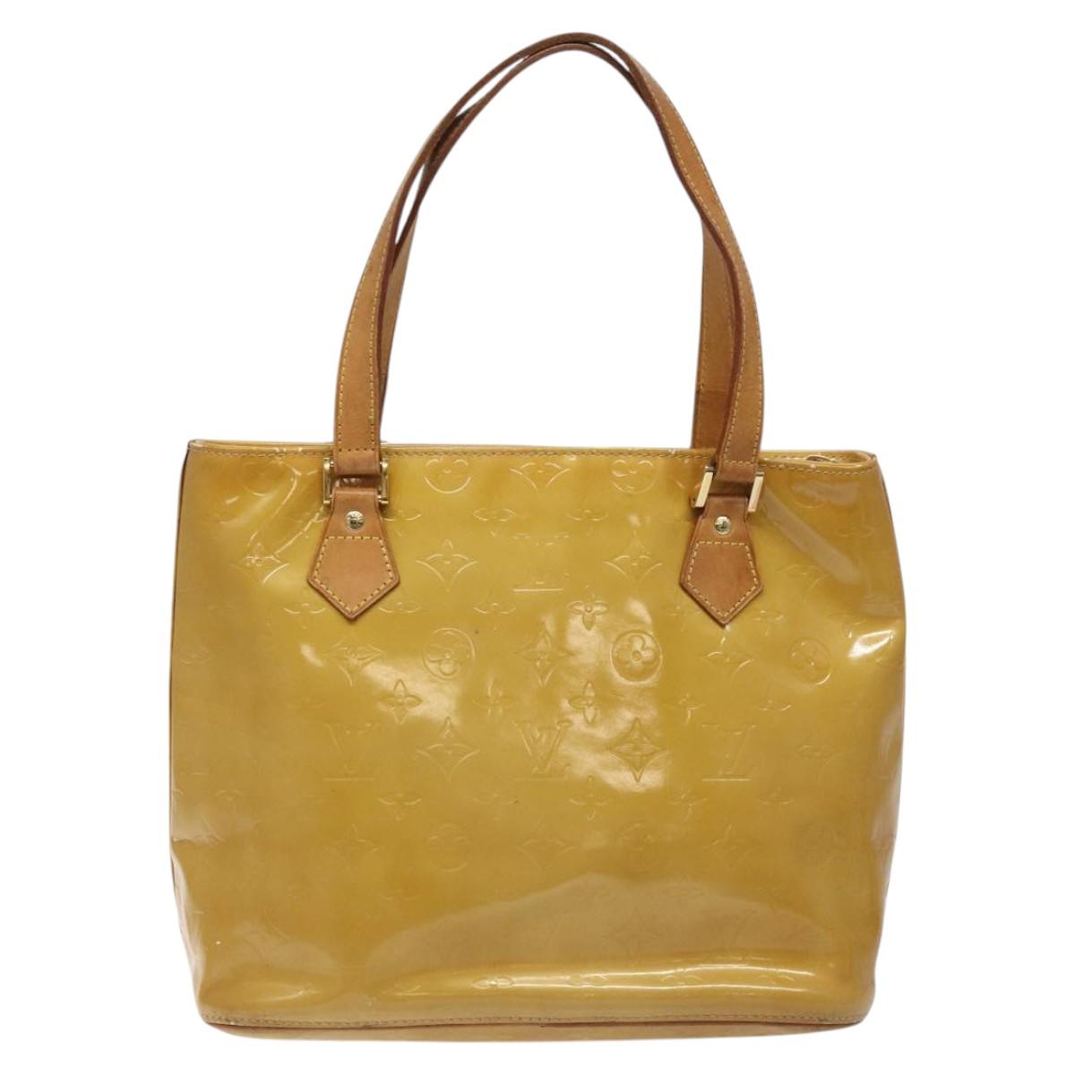 LOUIS VUITTON Monogram Vernis Houston Hand Bag Beige M91004 LV Auth hk2355
