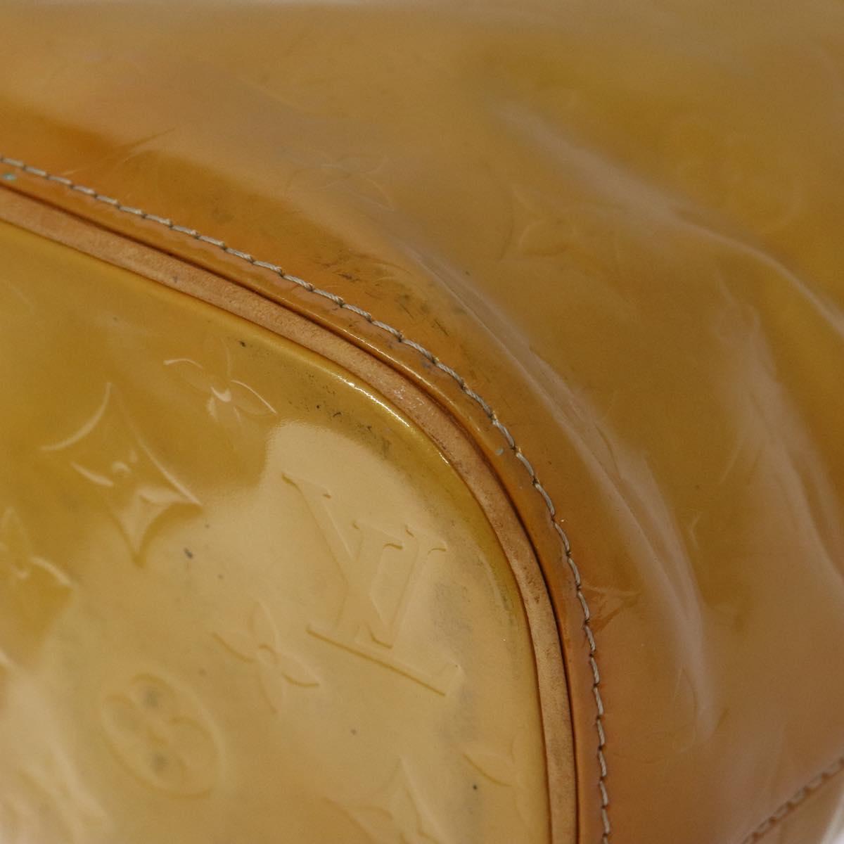 LOUIS VUITTON Monogram Vernis Houston Hand Bag Beige M91004 LV Auth hk2356