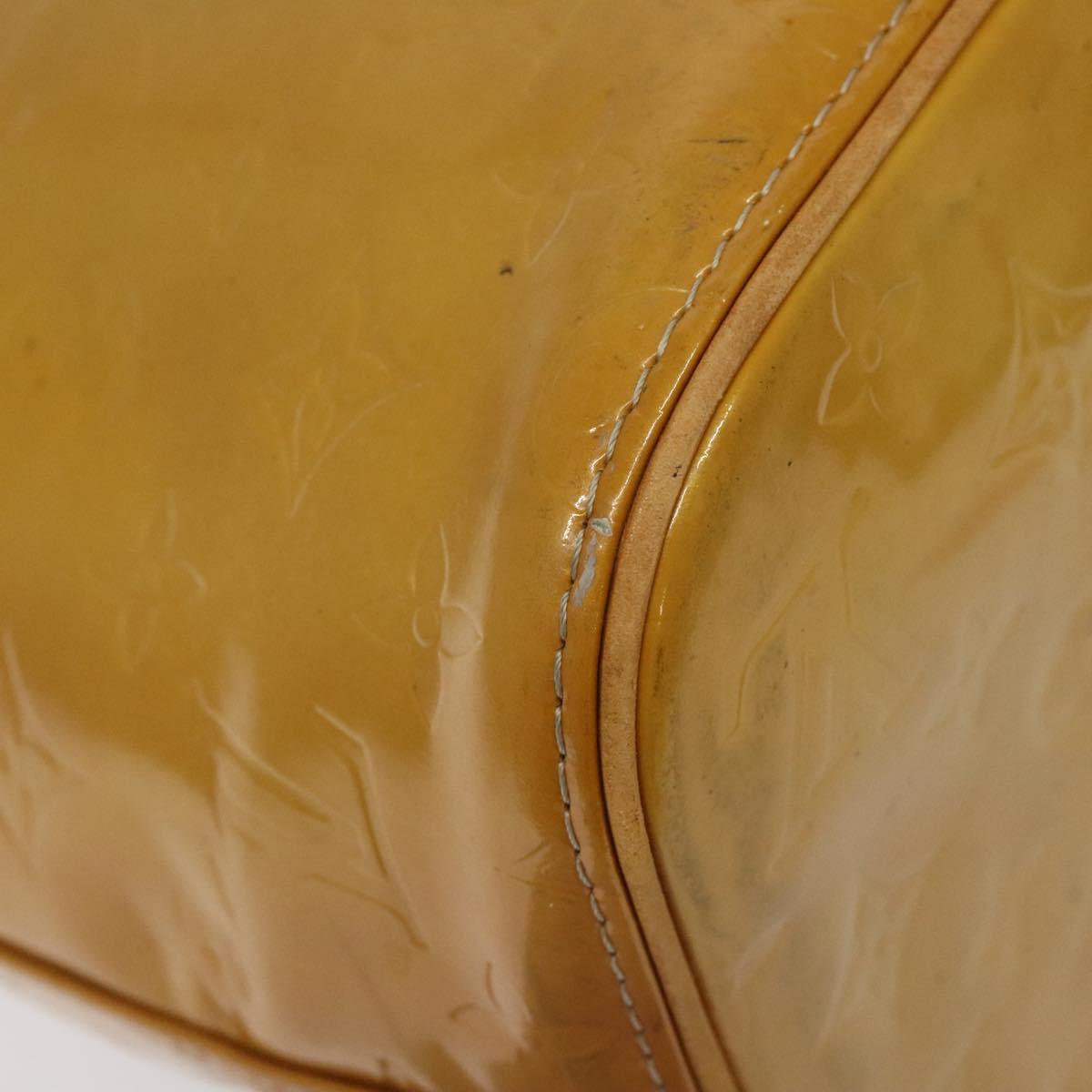 LOUIS VUITTON Monogram Vernis Houston Hand Bag Beige M91004 LV Auth hk2356