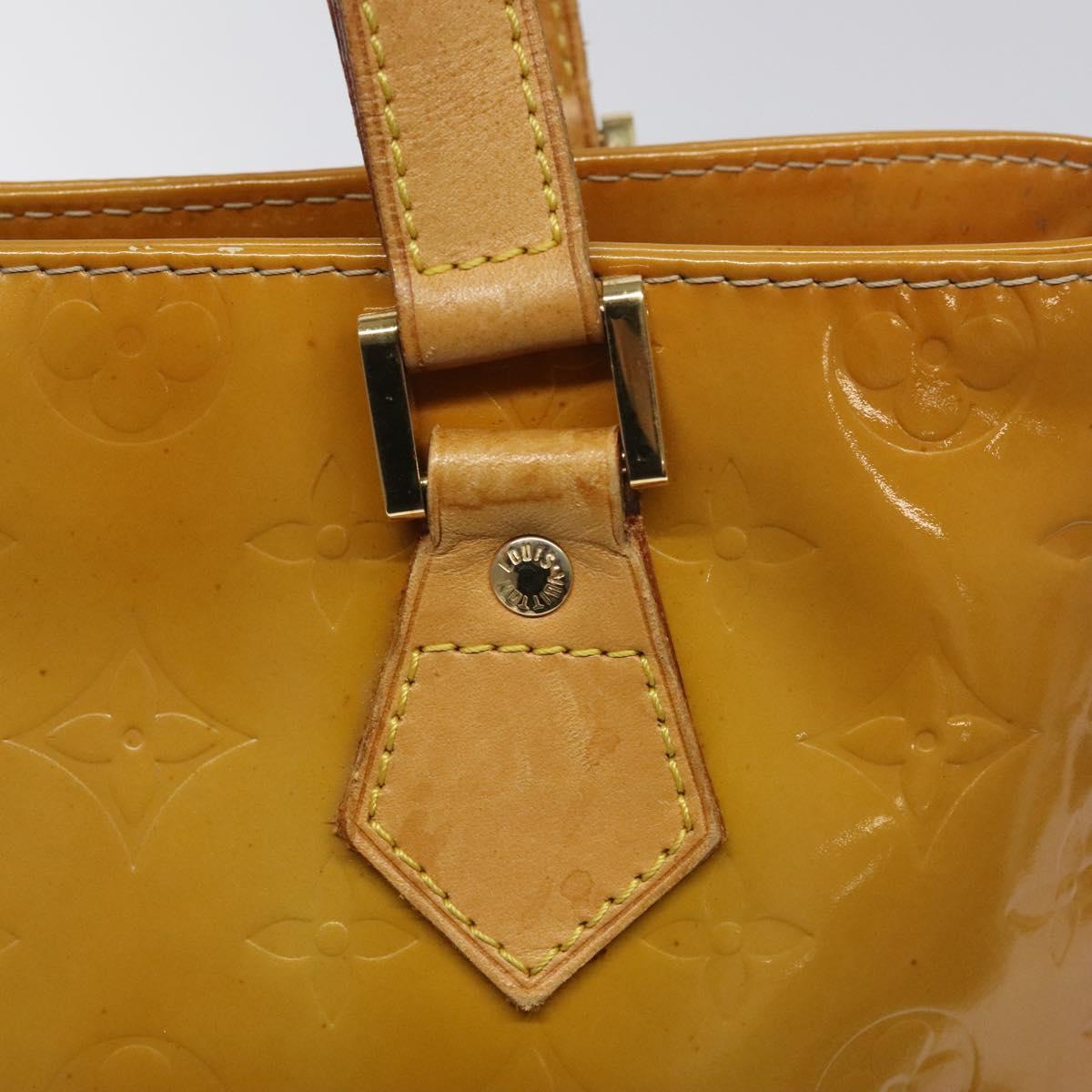 LOUIS VUITTON Monogram Vernis Houston Hand Bag Beige M91004 LV Auth hk2356