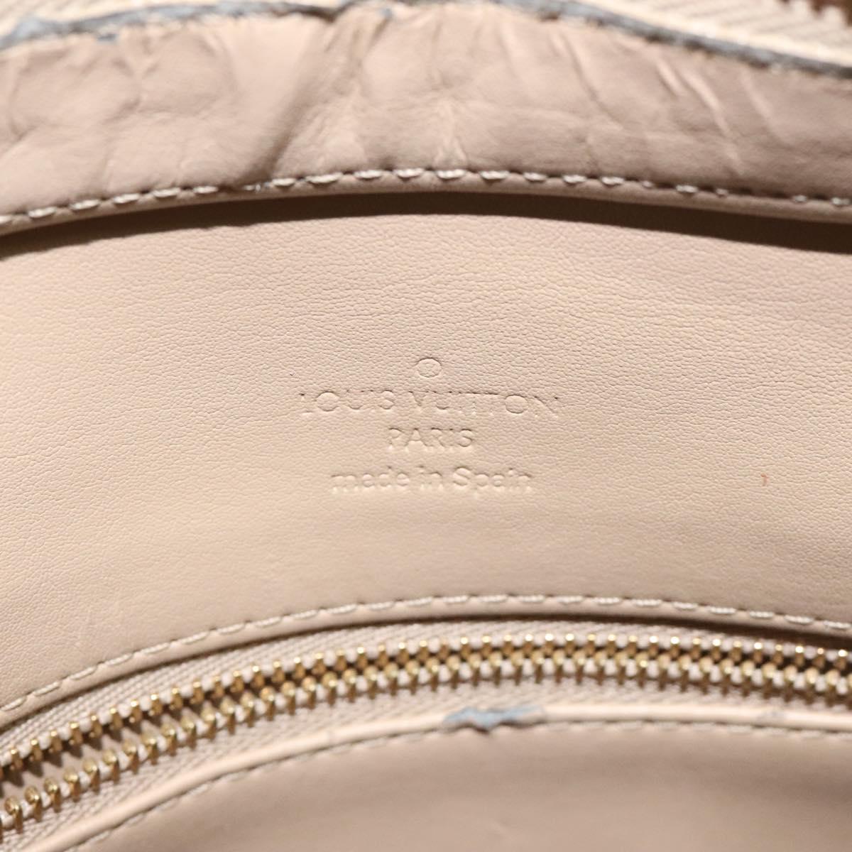 LOUIS VUITTON Monogram Vernis Houston Hand Bag Beige M91004 LV Auth hk2356