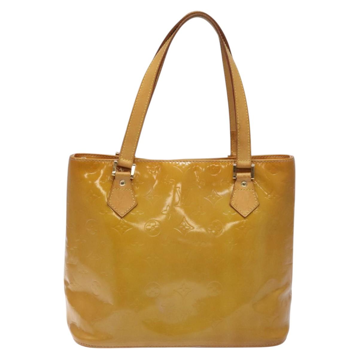 LOUIS VUITTON Monogram Vernis Houston Hand Bag Beige M91004 LV Auth hk2356