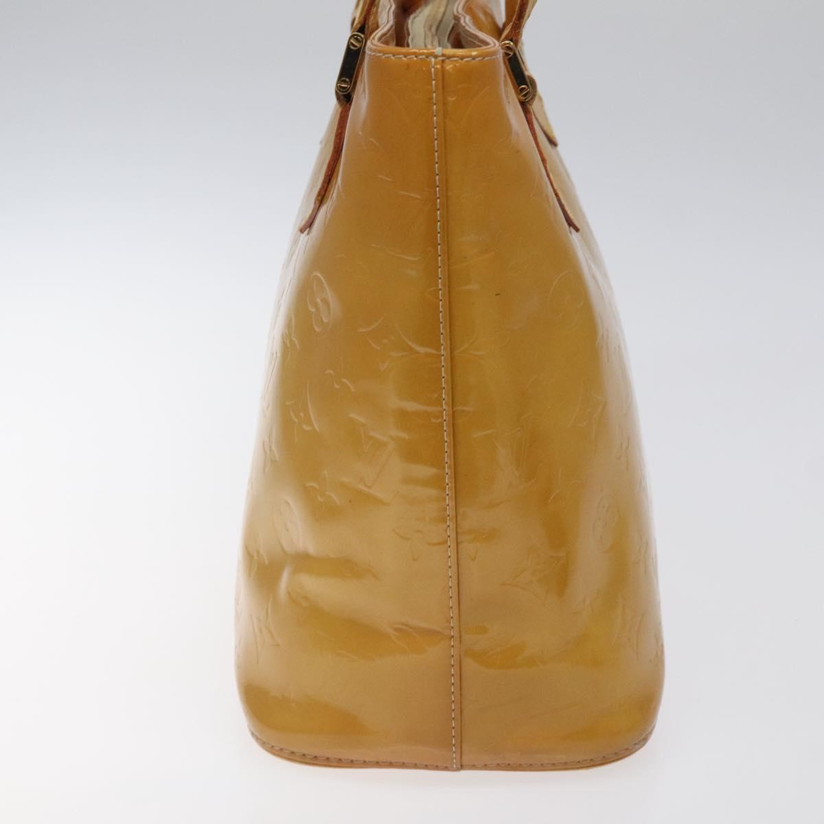 LOUIS VUITTON Monogram Vernis Houston Hand Bag Beige M91004 LV Auth hk2356