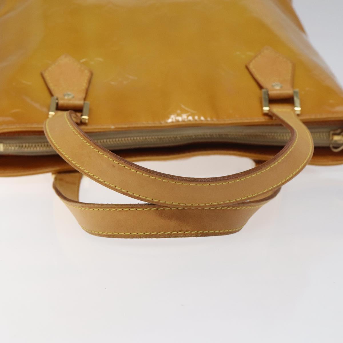 LOUIS VUITTON Monogram Vernis Houston Hand Bag Beige M91004 LV Auth hk2356