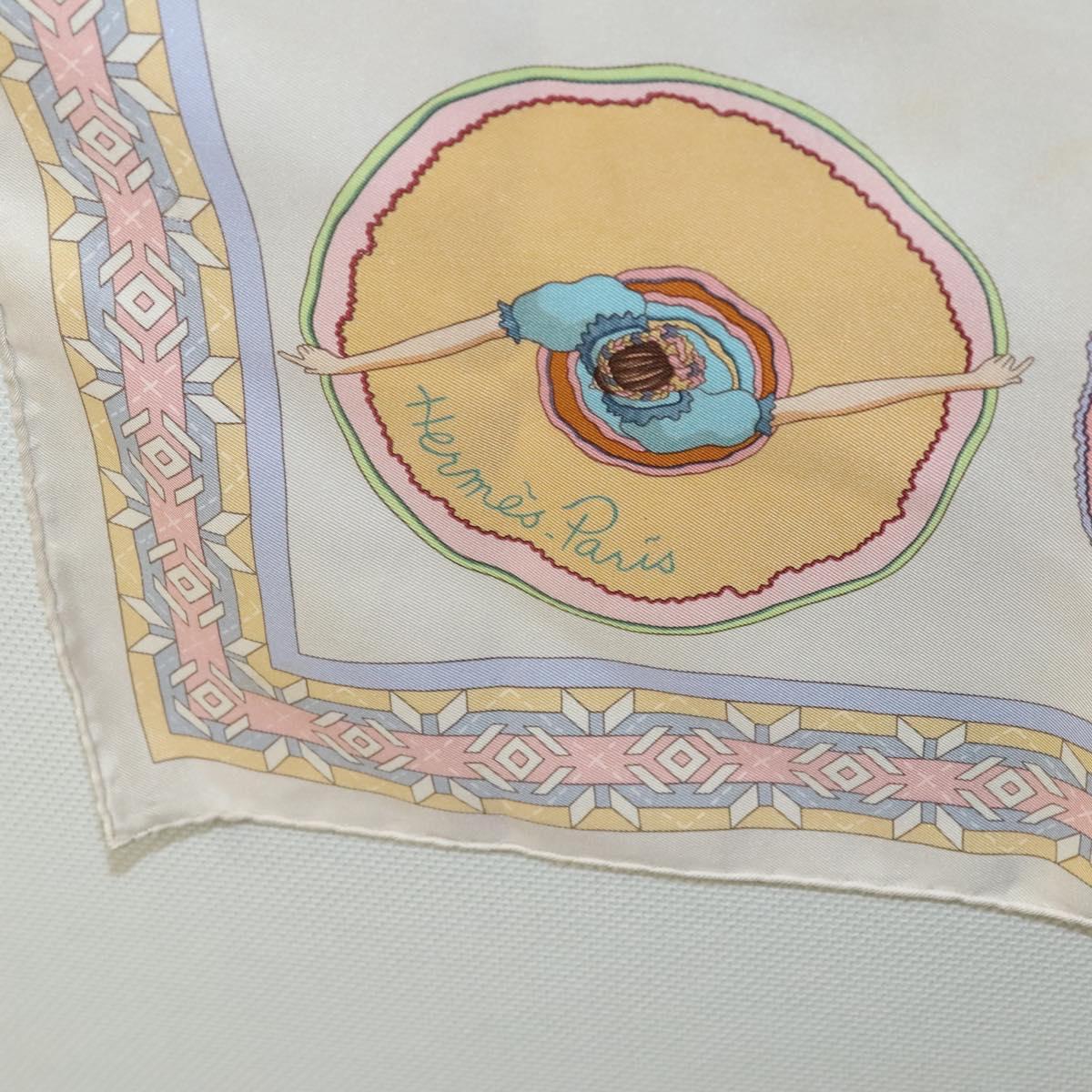 HERMES Carre 90 Scarf ""Belles du Mexique"" Silk Beige Auth hk2373