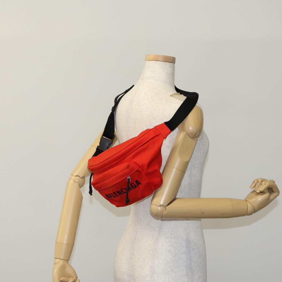 BALENCIAGA Wheel Waist bag Nylon Red 533009 Auth hk2377