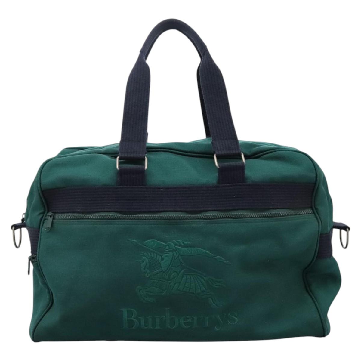 Burberrys Boston Bag Canvas 2way Green Auth hk2392