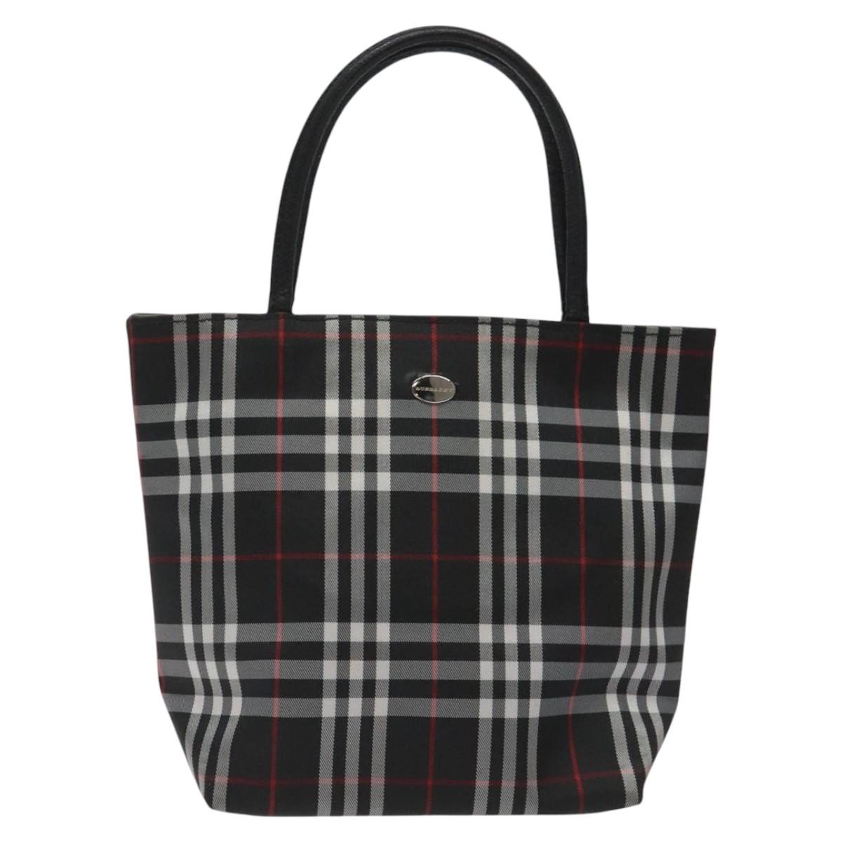 BURBERRY Nova Check Hand Bag Nylon Black Auth hk2393