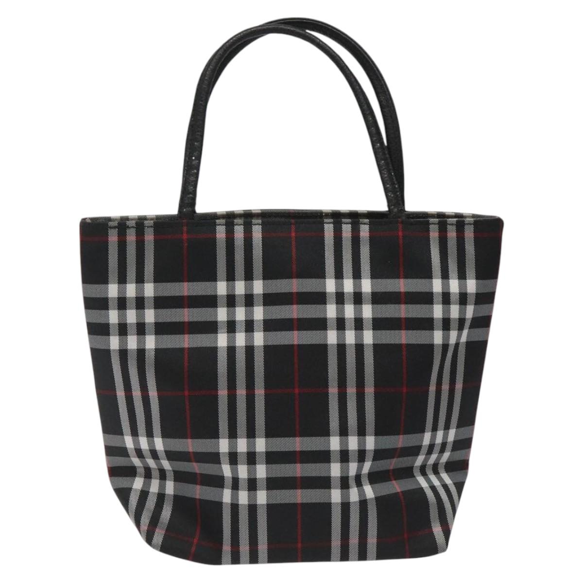 BURBERRY Nova Check Hand Bag Nylon Black Auth hk2393
