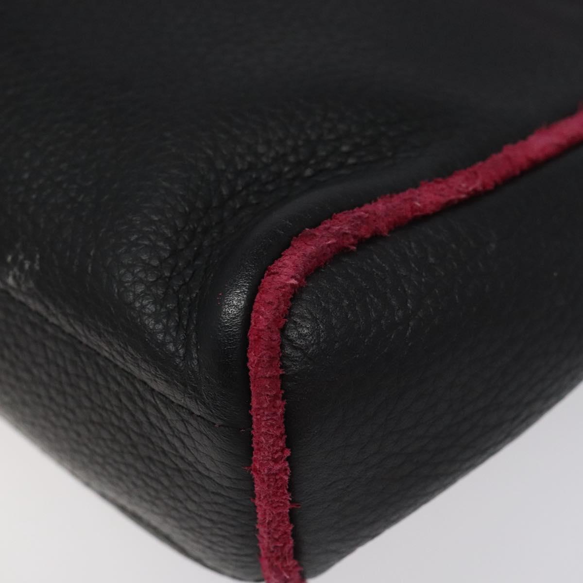 BVLGARI Hand Bag Leather Black Auth hk2396