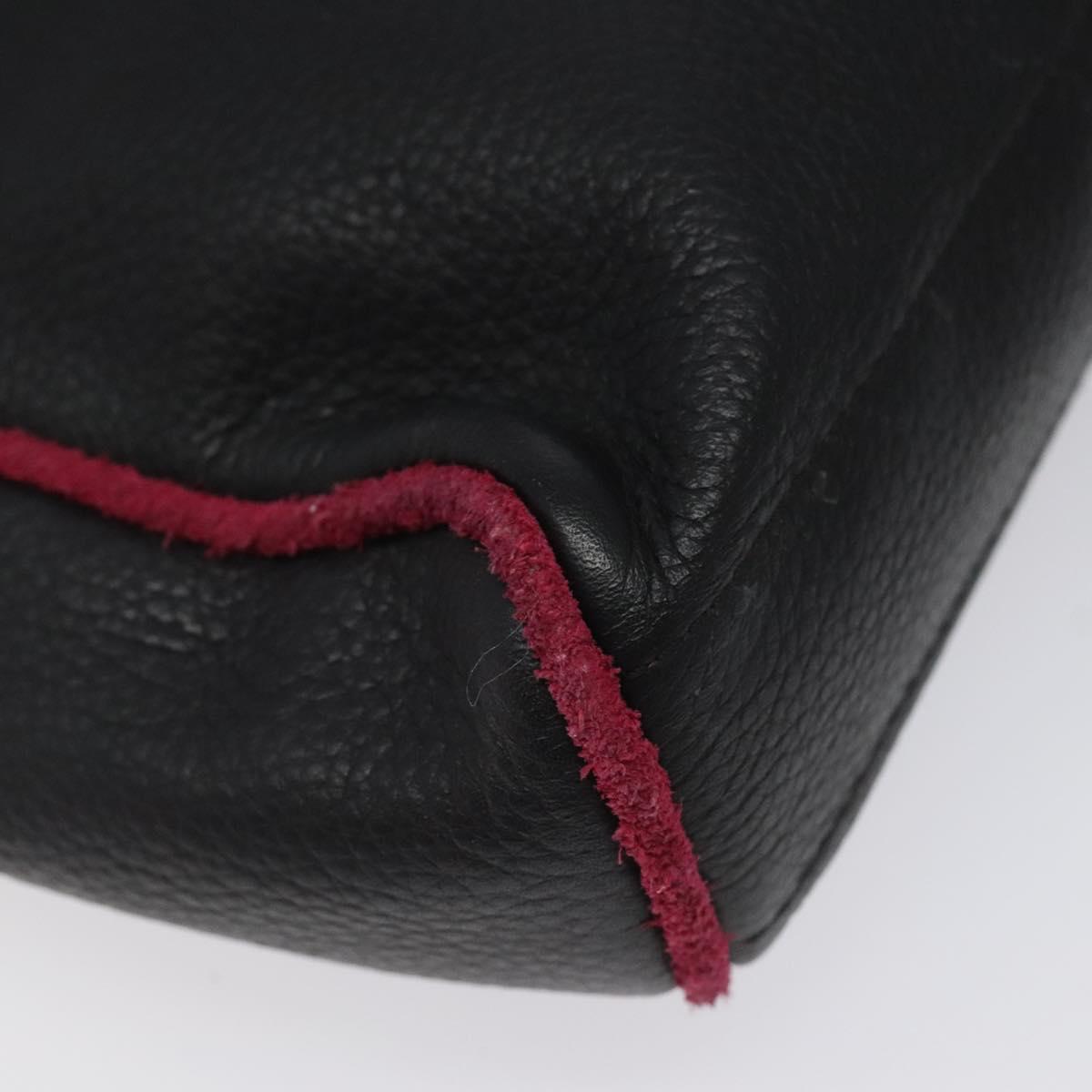 BVLGARI Hand Bag Leather Black Auth hk2396