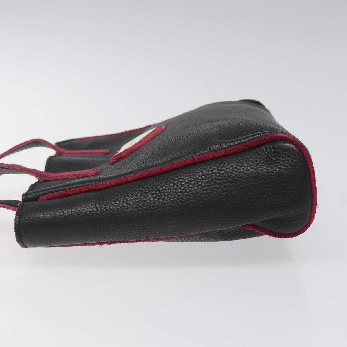 BVLGARI Hand Bag Leather Black Auth hk2396