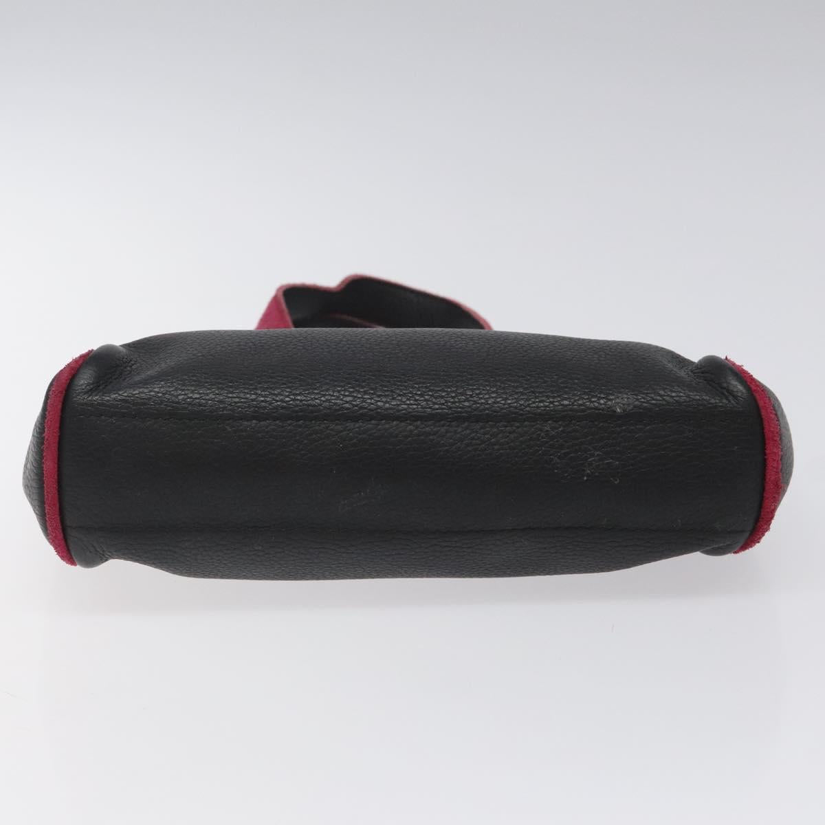 BVLGARI Hand Bag Leather Black Auth hk2396