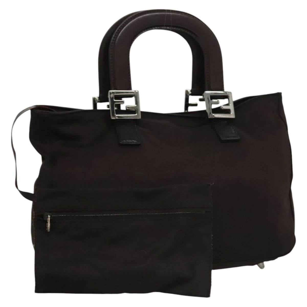 FENDI Hand Bag Nylon Brown Auth hk2402