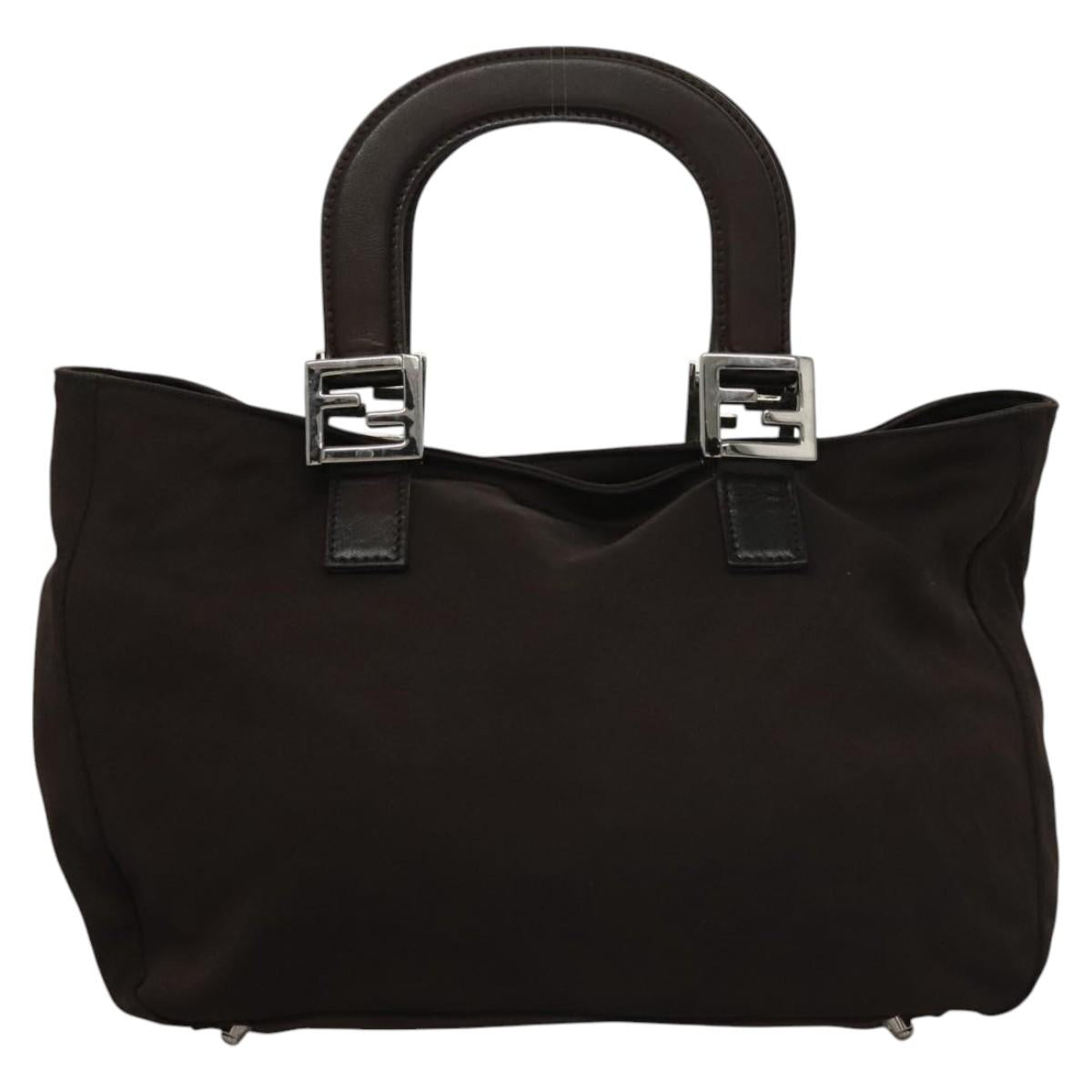 FENDI Hand Bag Nylon Brown Auth hk2402