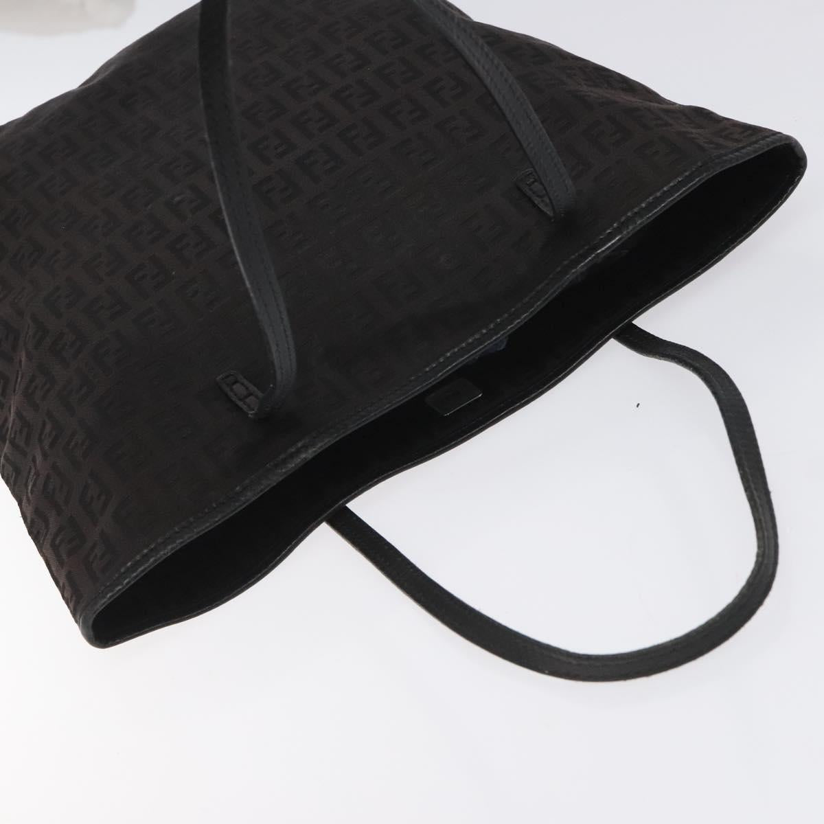 FENDI Zucchino Canvas Tote Bag Black Auth hk2404